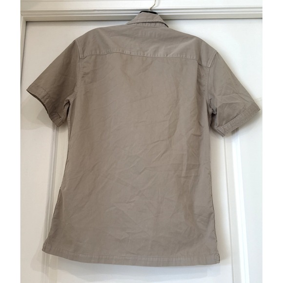 NWOT‎ AllSaints Shirt Mens Small Taupe Brown Short Sleeve Casual Work Travel - Picture 2 of 7